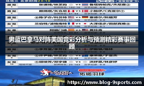 男蓝巴拿马对阵美国竞彩分析与预测精彩赛事回顾